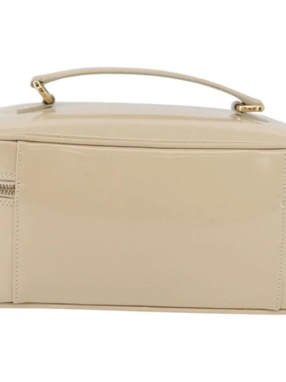 GUCCI Bamboo Vanity Hand Bag Patent leather Beige Gold 032 1705 0150 Auth YKZ739
